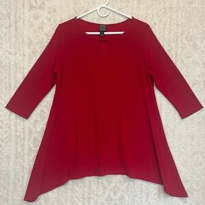 Clara Sun Woo Red Asymmetrical Tunic Top Sz L